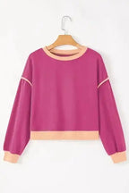 Two Piece Dresses Rosy Contrast Pullover and Skort Set