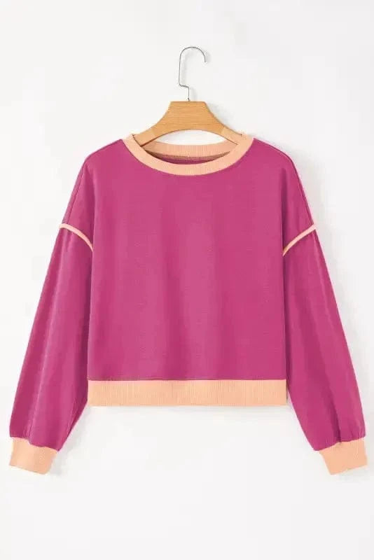 Two Piece Dresses Rosy Contrast Pullover and Skort Set