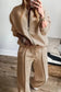 Two Piece Pant Sets Apricot Ensemble - Zip Jacket & Drawstring Pants