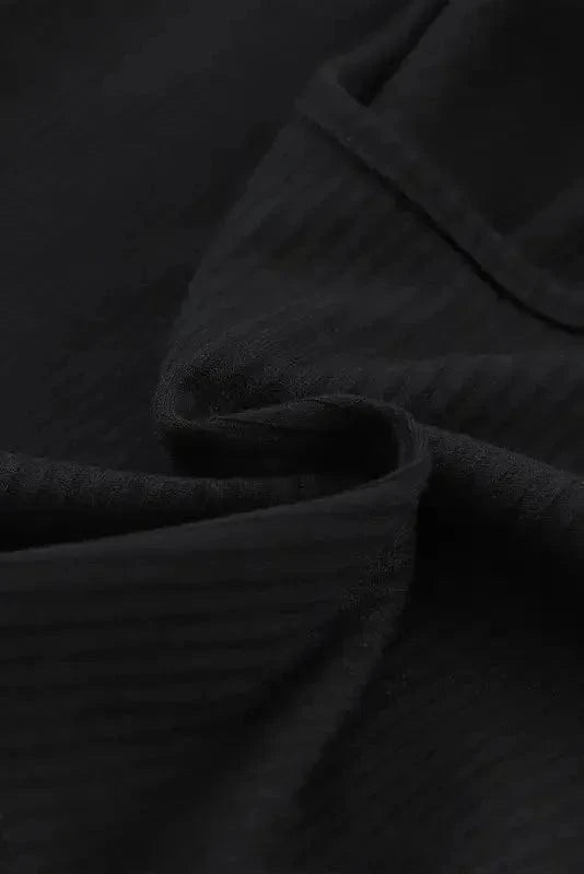 Two Piece Pant Sets Black Ribbed Crop Top Long Pants Set