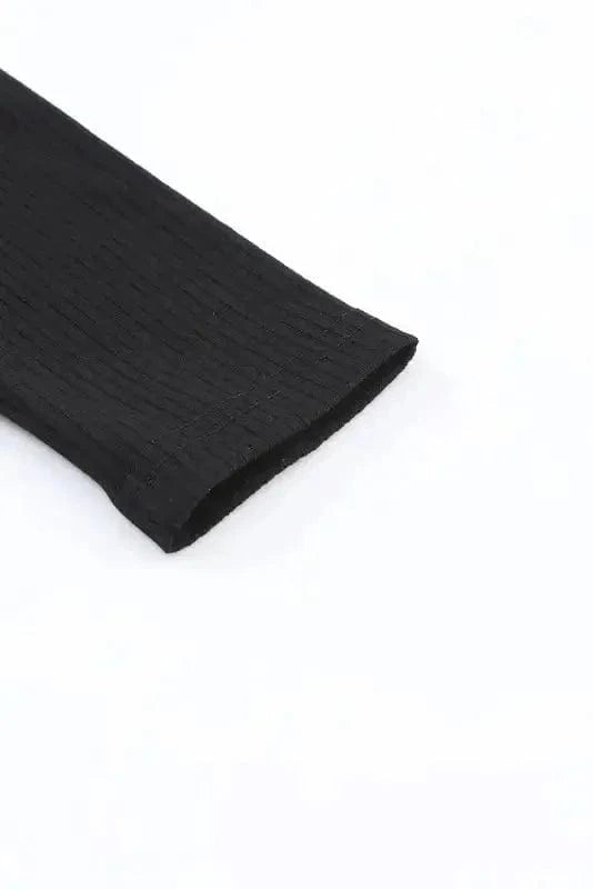 Two Piece Pant Sets Black Ribbed Crop Top Long Pants Set