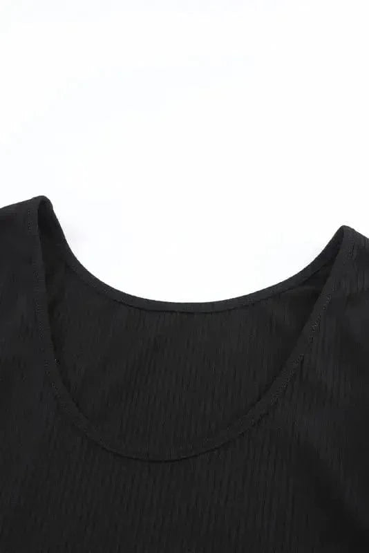 Two Piece Pant Sets Black Ribbed Crop Top Long Pants Set
