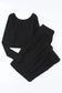 Two Piece Pant Sets Black Ribbed Crop Top Long Pants Set