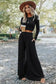 Two Piece Pant Sets Black Ribbed Crop Top Long Pants Set