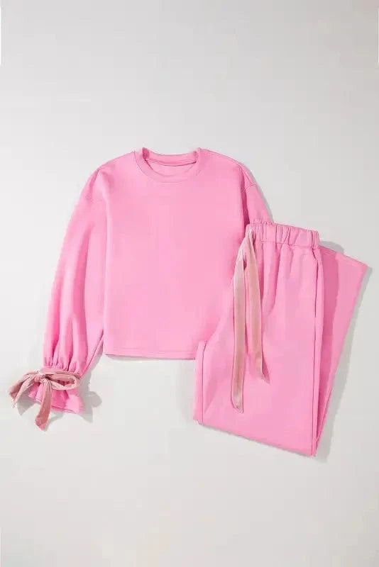 Two Piece Pant Sets Bonbon Chic Drawstring Lounge Set
