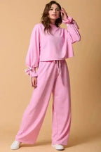 Two Piece Pant Sets Bonbon Chic Drawstring Lounge Set