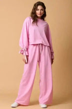 Two Piece Pant Sets Bonbon Chic Drawstring Lounge Set