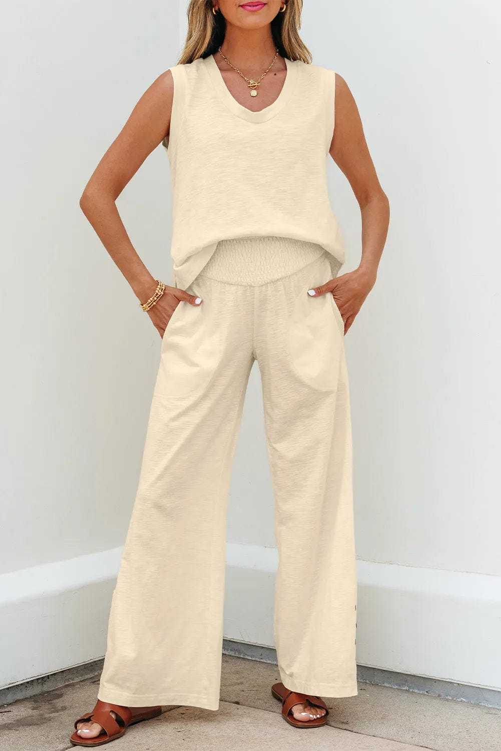 Two Piece Pant Sets Breezy Chic Pants Set