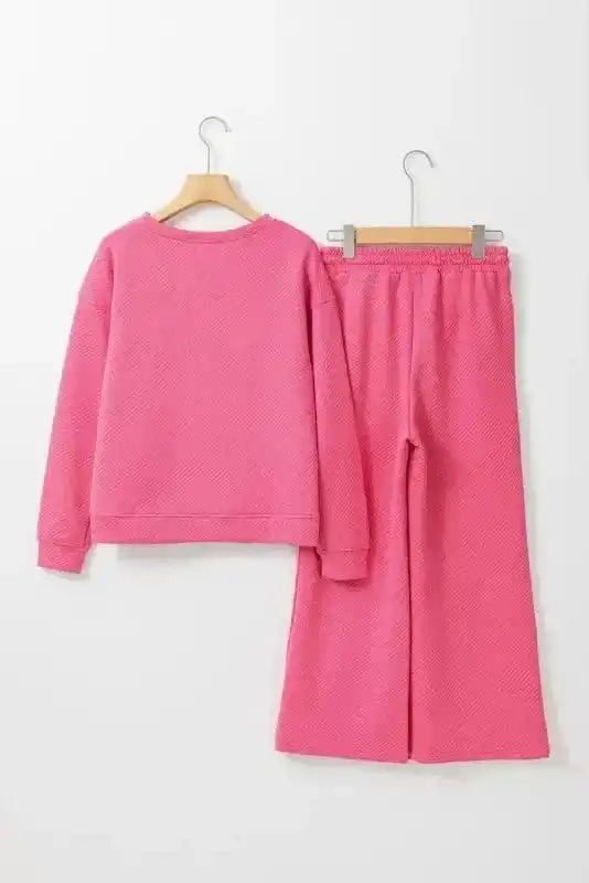 Two Piece Pant Sets Casual Comfort: Ultra Loose 2-Piece Textured Ensemble