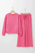 Two Piece Pant Sets Casual Comfort: Ultra Loose 2-Piece Textured Ensemble