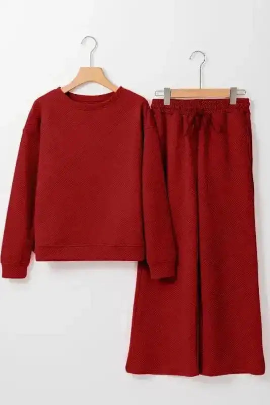 Two Piece Pant Sets Casual Comfort: Ultra Loose 2-Piece Textured Ensemble