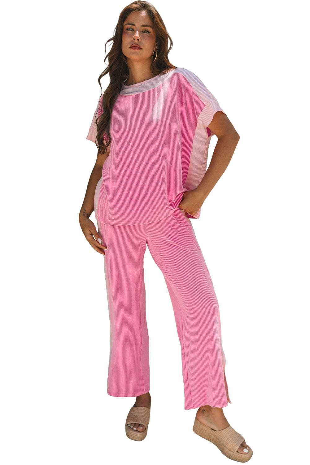 Two Piece Pant Sets Casual Luxe Corded Co-ord