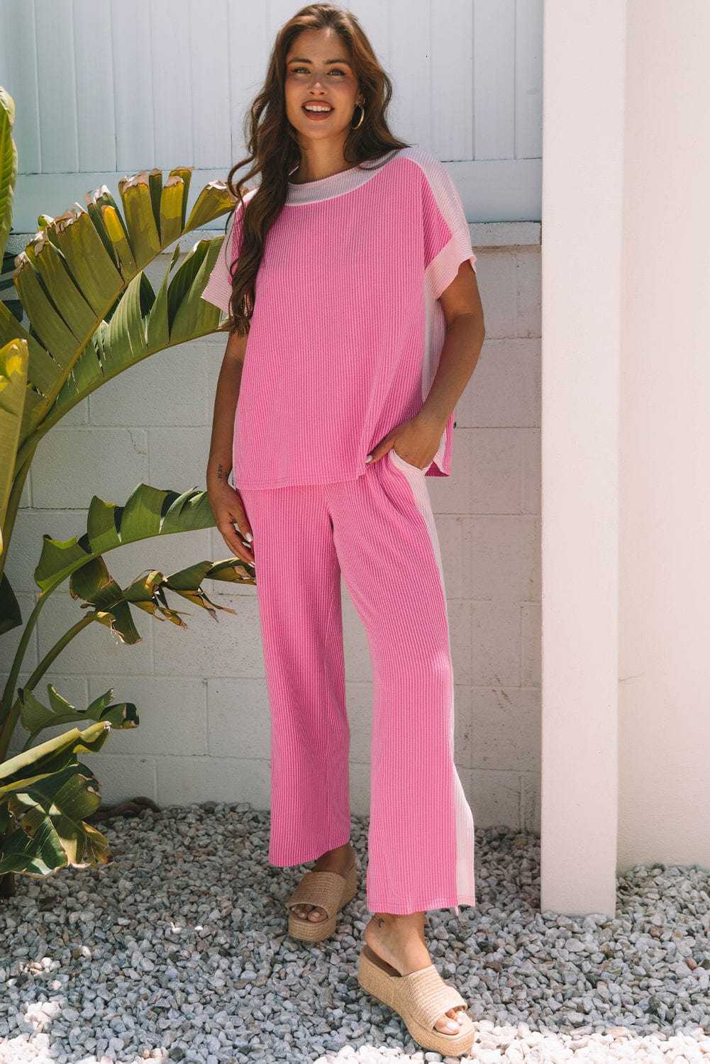 Two Piece Pant Sets Casual Luxe Corded Co-ord