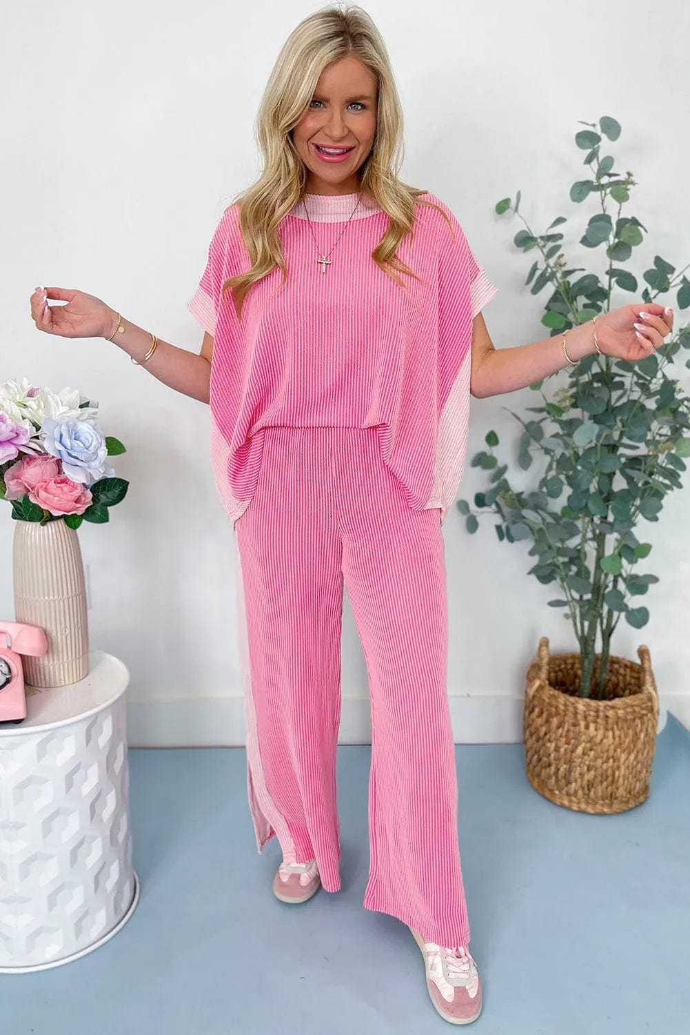 Two Piece Pant Sets Casual Luxe Corded Co-ord