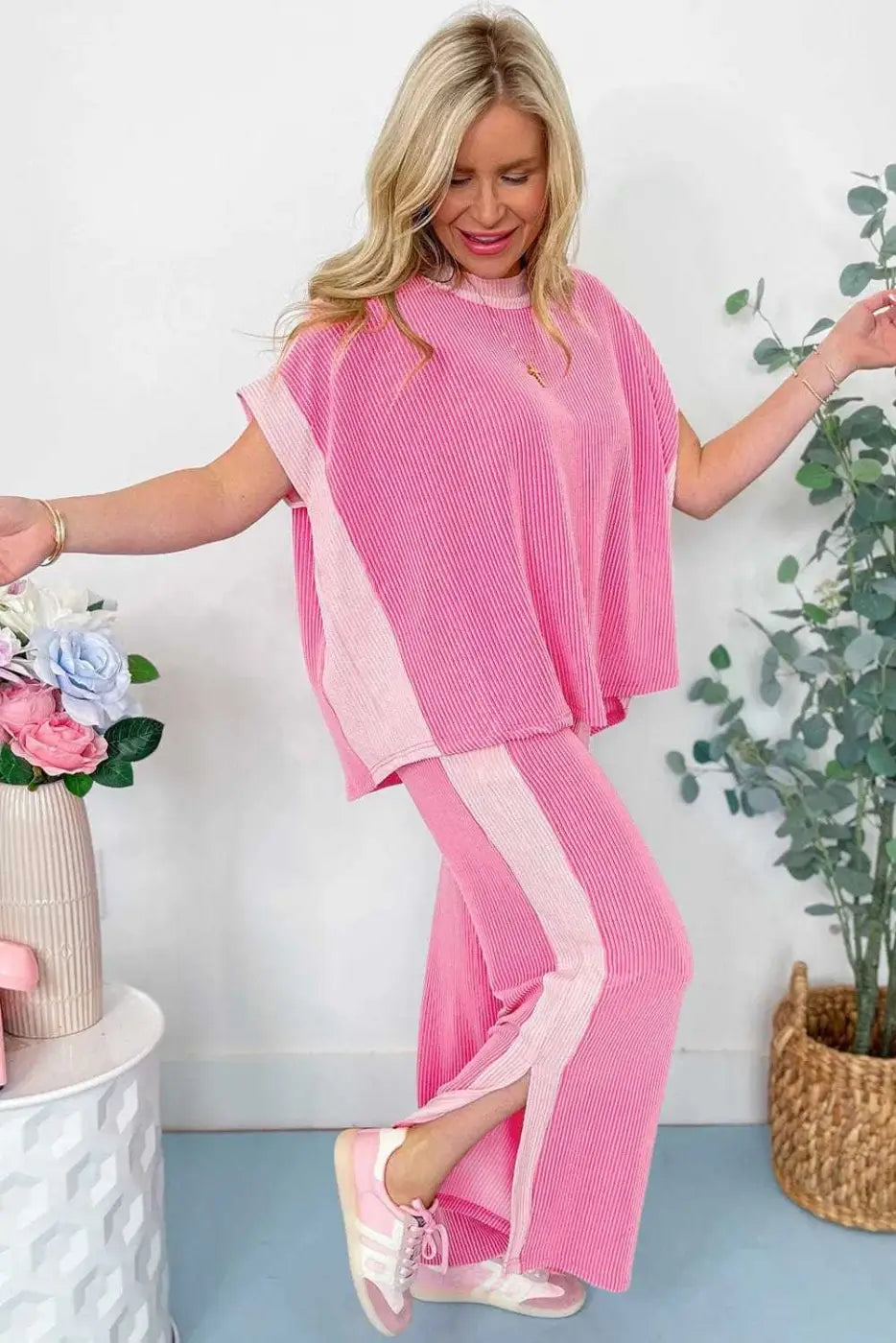 Two Piece Pant Sets Casual Luxe Corded Co-ord