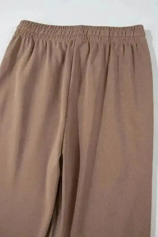 Two Piece Pant Sets Chic Stripes Beige Loungewear Set