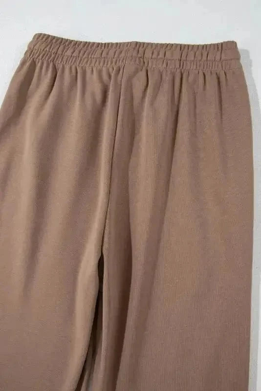 Two Piece Pant Sets Chic Stripes Beige Loungewear Set