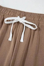 Two Piece Pant Sets Chic Stripes Beige Loungewear Set