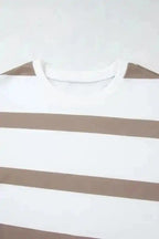 Two Piece Pant Sets Chic Stripes Beige Loungewear Set