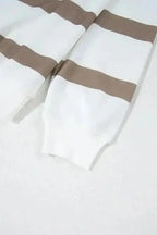 Two Piece Pant Sets Chic Stripes Beige Loungewear Set