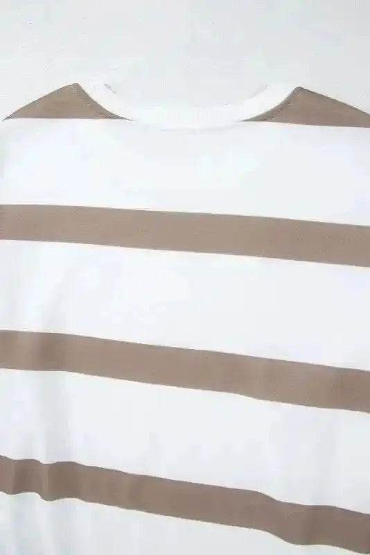 Two Piece Pant Sets Chic Stripes Beige Loungewear Set