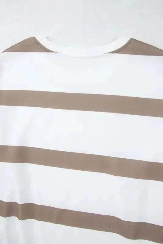 Two Piece Pant Sets Chic Stripes Beige Loungewear Set