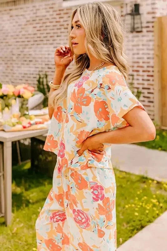 Two Piece Pant Sets Floral Fiesta Top and Pants