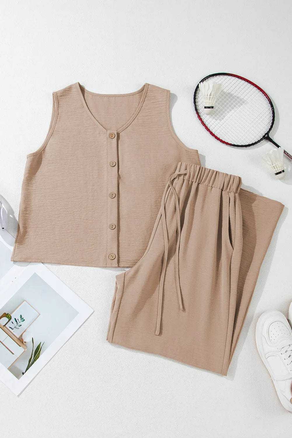 Two Piece Pant Sets Luxury Wide Leg Co-ord Set – Trendy Matching Lounge Outfit