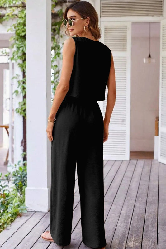 Two Piece Pant Sets Luxury Wide Leg Co-ord Set – Trendy Matching Lounge Outfit