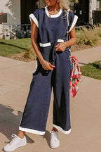 Two Piece Pant Sets Navy Blue / S / 70%Polyester+27%Viscose+3%Elastane Navy T-Shirt & Pants Set