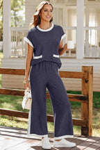 Two Piece Pant Sets Navy T-Shirt & Pants Set