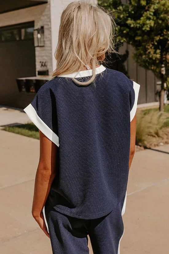 Two Piece Pant Sets Navy T-Shirt & Pants Set