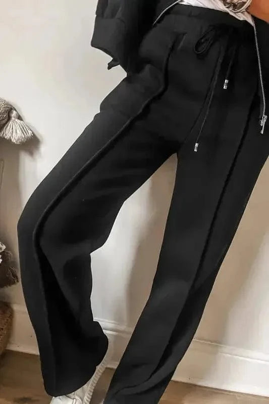 Two Piece Pant Sets Urban Noir Zip & Drawstring Lounge Set