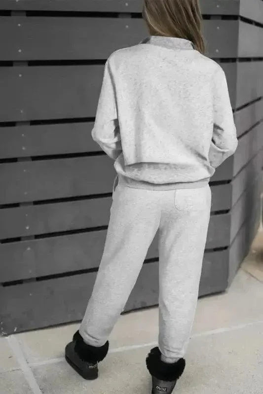 Two Piece Pant Sets UrbanEase Light Grey Lounge Set