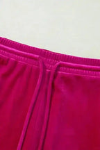 Two Piece Pant Sets Velvet Rose Ruffle - Chic Red Two-Piece Set