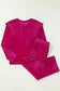 Two Piece Pant Sets Velvet Rose Ruffle - Chic Red Two-Piece Set