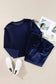 Two Piece Pant Sets Velvet Vogue Navy Ruffle Set