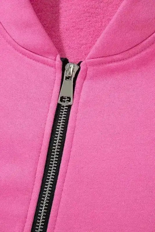 Two Piece Pant Sets Vivid Pink Zip & Tie Tracksuit Set