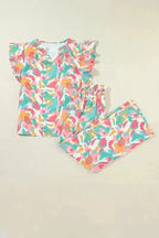 Two Piece Pants Sets Floral Top and Pants Co-ord Set
