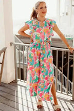Two Piece Pants Sets Floral Top and Pants Co-ord Set