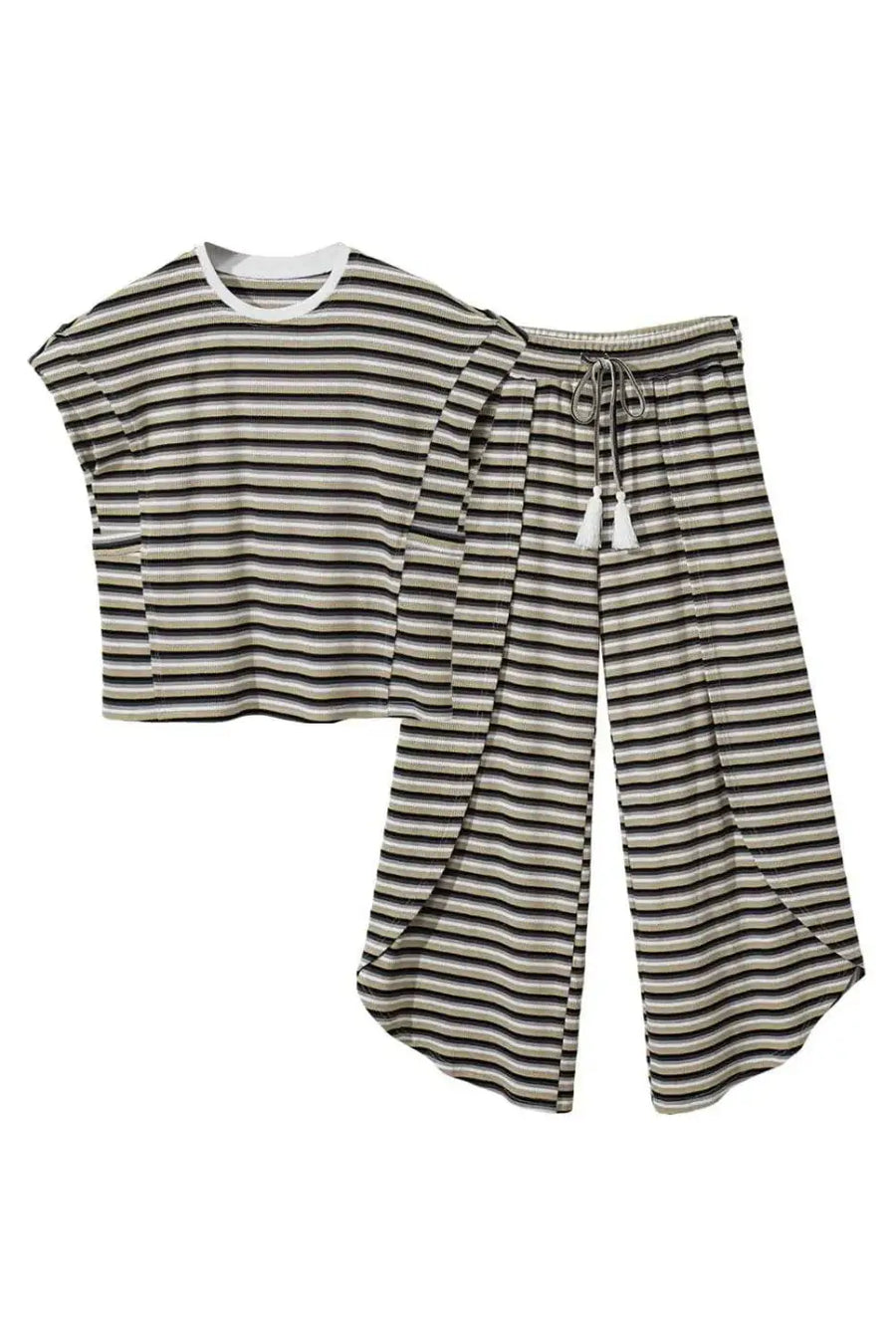 Two Piece Pants Sets Funky Stripes Wide Leg Pants Set