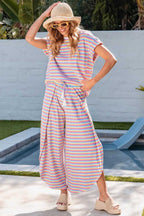 Two Piece Pants Sets Funky Stripes Wide Leg Pants Set