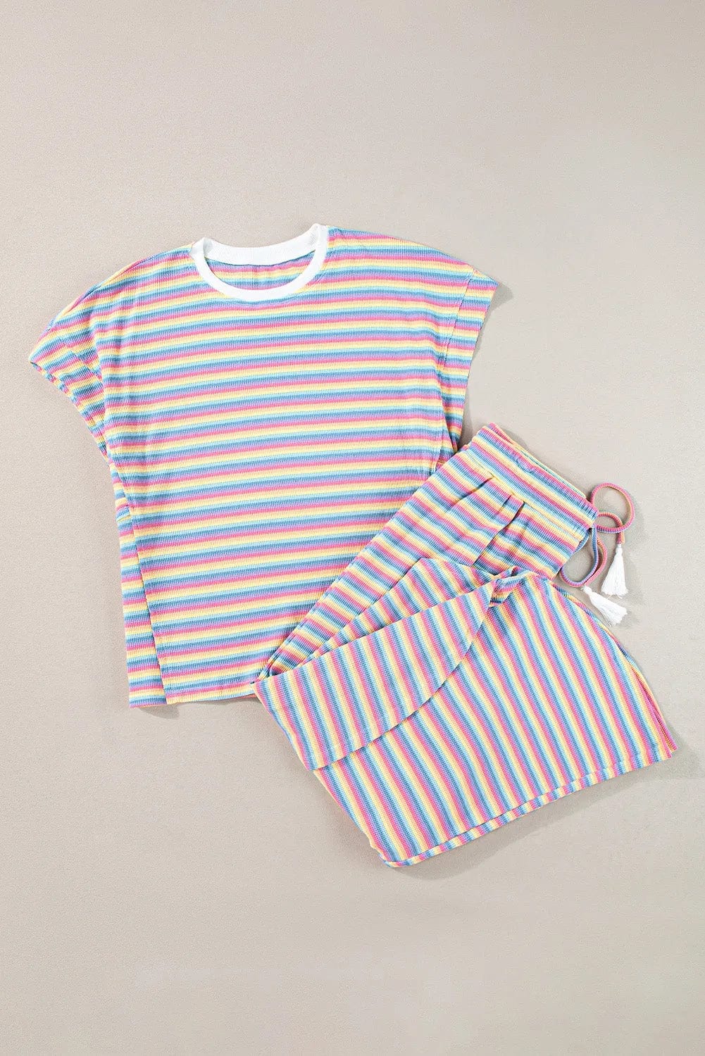 Two Piece Pants Sets Pink Stripe / S / 95%Cotton+5%Elastane Funky Stripes Wide Leg Pants Set