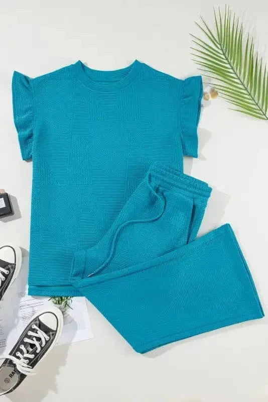 Two Piece Pants Sets Skobeloff Summer Top and Cropped Loose Pants Set