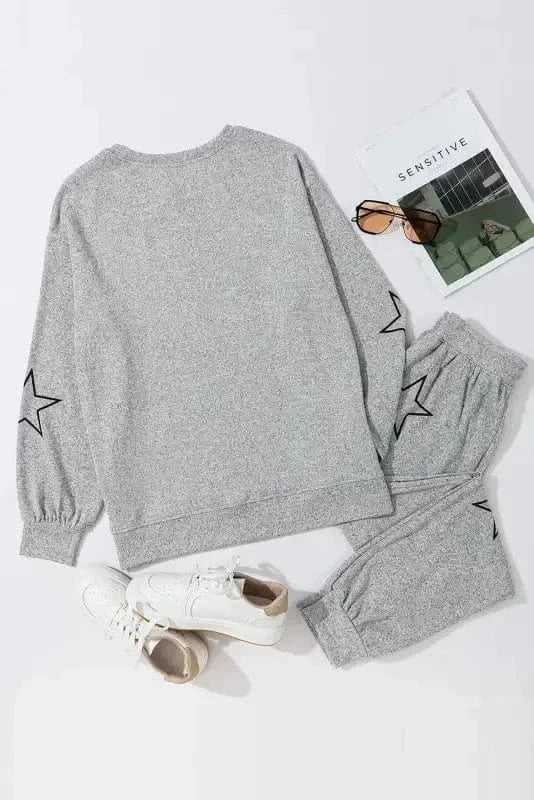Two Piece Pants Sets Stars High Waist Lounge Set