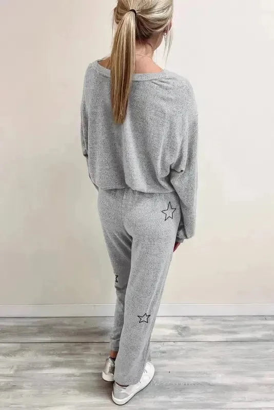 Two Piece Pants Sets Stars High Waist Lounge Set