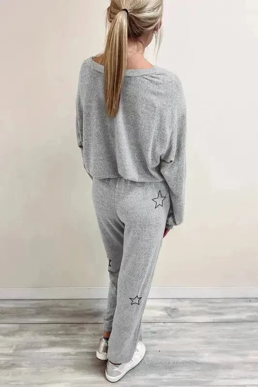Two Piece Pants Sets Stars High Waist Lounge Set