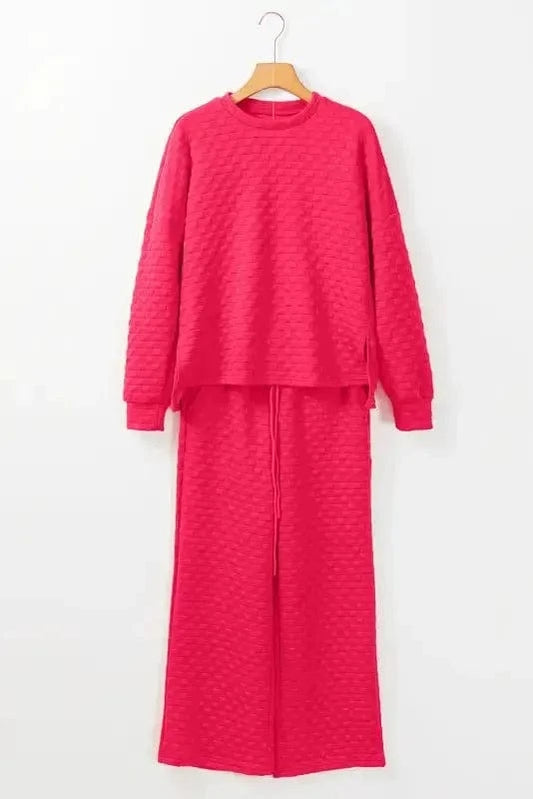 Two Piece Pants Sets Strawberry Pink / S / 97%Polyester+3%Elastane Checkered Charm Co-ord Set