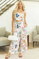 Two Piece Pants Sets White Floral Two Pieces Pants Set