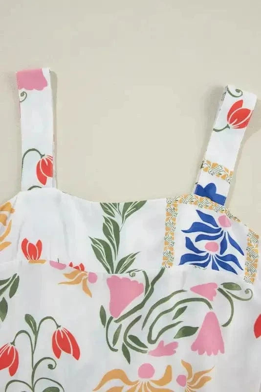 Two Piece Pants Sets White Floral Two Pieces Pants Set